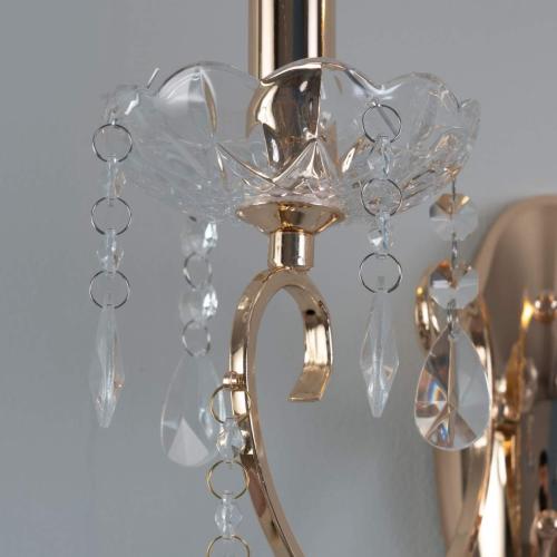 Présentation de Zoom sur Applique 2 Bras Cristal Baroque Pampilles Dorées, Lumière Blanc Chaud