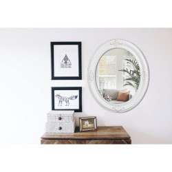 Miroir Suspendu Biscottini Finition Gris Antique, Verticale, Horizontale en situation