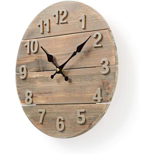 Présentation de Zoom sur Horloge Murale NEDIS Bois Beige Marron 300 mm