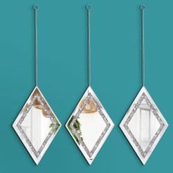 Présentation Miroirs muraux argentés Pibeyer, lot de 3, décoration diamant