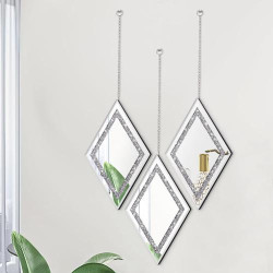 Miroirs muraux argentés Pibeyer, lot de 3, décoration diamant en situation