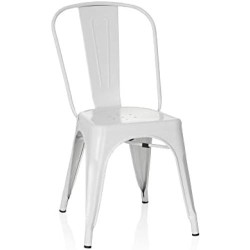 Présentation Chaise Bistrot Industrielle Empilable en Métal Blanc Confort