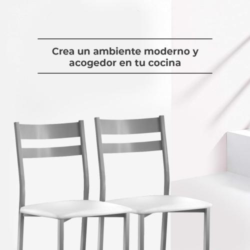 Présentation de Zoom sur Chaise de Cuisine Astimesa, Metal Simili Cuir Blanc