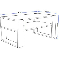 Table basse, design rustique moderne, bois chêne noir mat en situation