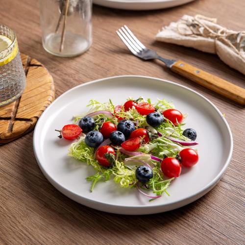 Présentation de Zoom sur AmorArc Assiettes Salade Céramique Ondulées, Blanches