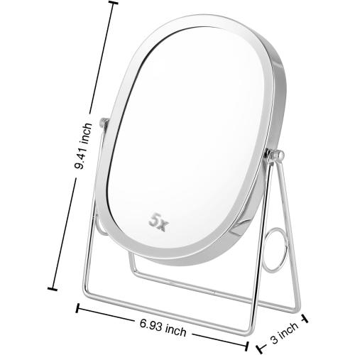 Présentation de Miroir maquillage JOYOEIKON double face pivotant 360, bronze en situation