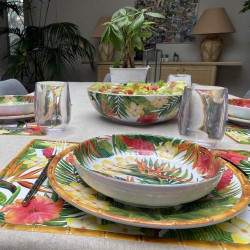 Assiette Creuse Melamine Orange Verte, Les Jardins de la Comtesse en situation