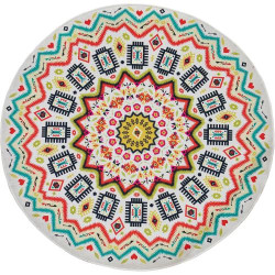 Présentation Tapis Mandala Rond Lavable Vintage Bohème miqna