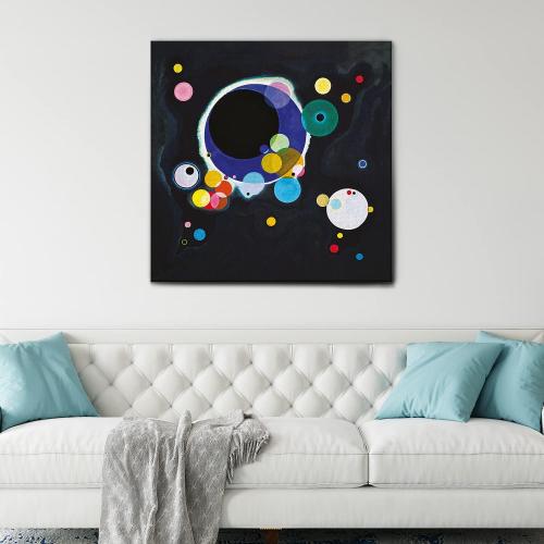 Présentation de Zoom sur Impression Toile Kandinsky, Quelques Cercles, Décoration Maison