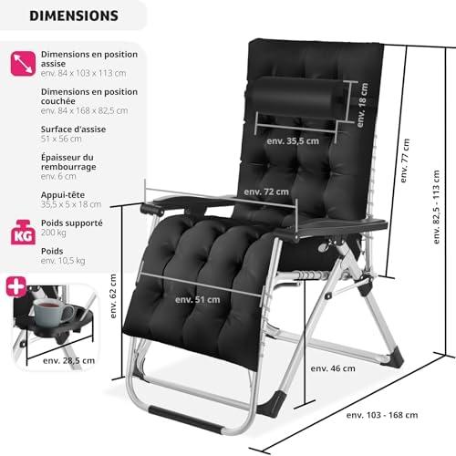 Présentation de Fauteuil de Jardin Inclinable et Pliable TecTake avec Rembourrage en situation