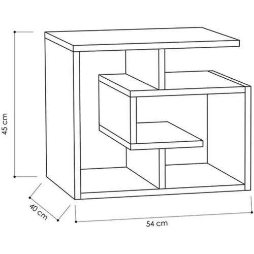 Présentation de Zoom sur Bibliothèque basse BAKAJI, étagère moderne en bois MDF, beige