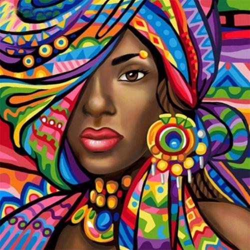 Présentation de Zoom sur Millenniums Peinture Diamant 5D Femme Africaine Abstraite