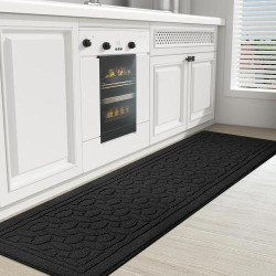 Présentation Tapis de Cuisine Noir Antidérapant Lavable 45 x 200 cm