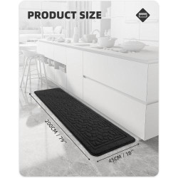 Tapis de Cuisine Noir Antidérapant Lavable 45 x 200 cm en situation