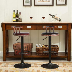 Tabouret Bar Industriel UNHO, Cuir PU, Lot de 2, Noir en situation