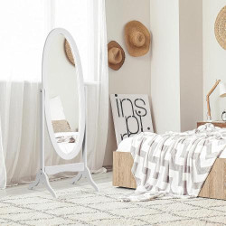 Miroir Pied Ovale Shabby Chic HOMCOM, Inclinaison Réglable en situation