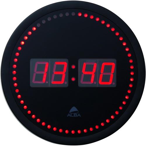 Présentation de Zoom sur Horloge Murale LED Noir Rouge, Design Moderne, UK