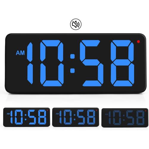 Présentation de Présentation Horloge murale numérique LED, écran bleu, support pliable