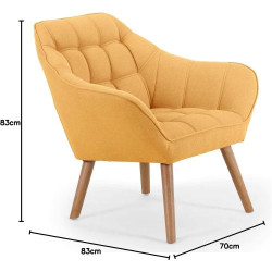 Fauteuil Scandinave Menzzo, Tissu Jaune, Design Élégant en situation