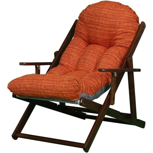 Présentation de Fauteuil Relax Bois Harmony, Coussin Rembourré Orange, Liberoshopping.eu en situation