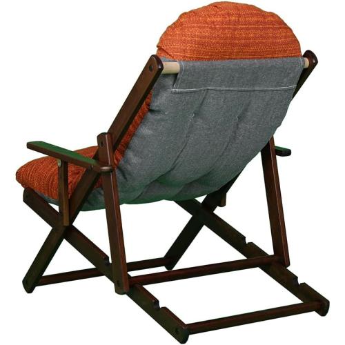 Présentation de Zoom sur Fauteuil Relax Bois Harmony, Coussin Rembourré Orange, Liberoshopping.eu