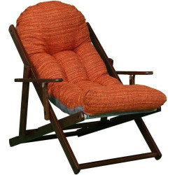 Présentation Fauteuil Relax Bois Harmony, Coussin Rembourré Orange, Liberoshopping.eu