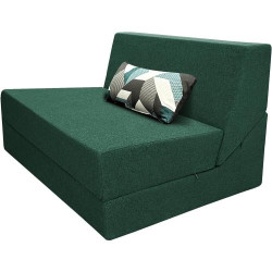 Présentation Fauteuil futon pliable mousse mémoire, convertible vert foncé