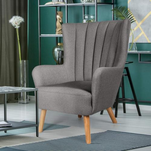 Présentation de Chaise Fauteuil Menzzo Vidal Tissu Gris Foncé en situation