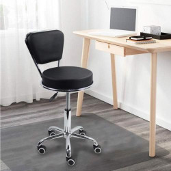 Tabouret Bureau Kktoner, Réglable, Pivotant, Cuir Noir en situation