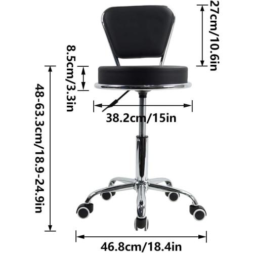 Présentation de Zoom sur Tabouret Bureau Kktoner, Réglable, Pivotant, Cuir Noir