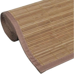 Présentation Tapis Bambou Moderne Antidérapant PVC Mewmewcat Marron