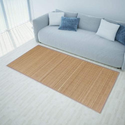 Tapis Bambou Moderne Antidérapant PVC Mewmewcat Marron en situation