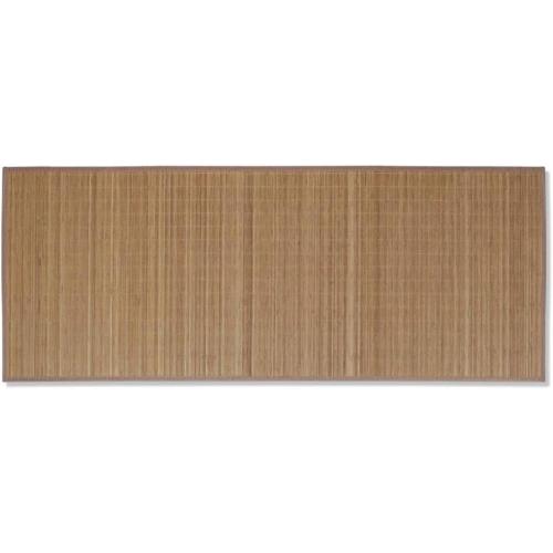 Présentation de Zoom sur Tapis Bambou Moderne Antidérapant PVC Mewmewcat Marron