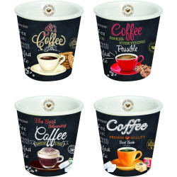 Présentation Coffret 4 Gobelets Café Porcelaine Multicolore Easy Life