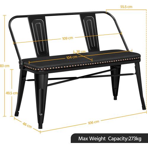 Présentation de Zoom sur Chaise Salle à Manger Design Industriel Rembourrée, Noir