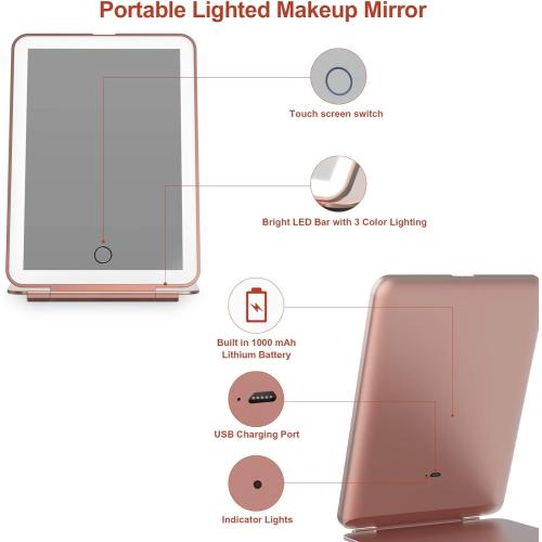 Présentation de Miroir Maquillage FUNTOUCH Rechargeable USB, 72 Lumières LED en situation