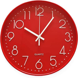 Présentation Horloge Murale Silencieuse Moderne JZK, Rouge, Quartz