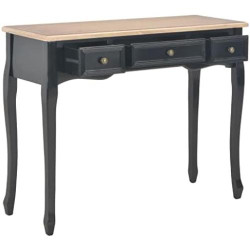 Table Console Coiffeuse 3 Tiroirs, Meuble Chambre Salon Entrée Noir en situation