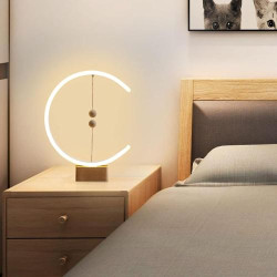 Présentation Moderne Lampe de Table LED avec Socle en Bois pour Bureau