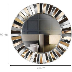 Miroir Mural Rond Luxe CARME, Effet 3D, Or Rose en situation