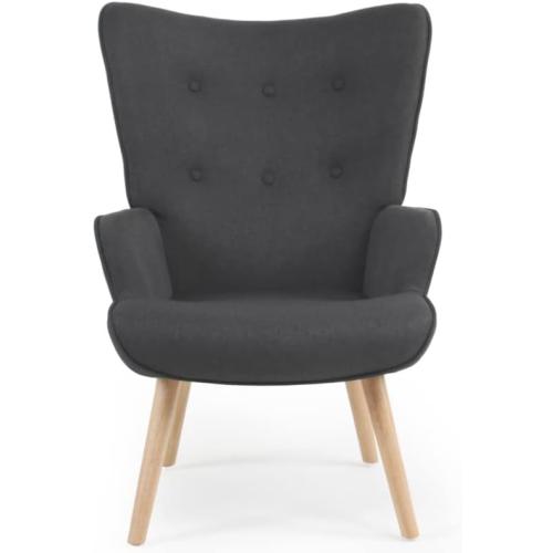 Présentation de Zoom sur Fauteuil scandinave Ivar IDMarket, Repose Pieds Gris Anthracite