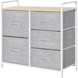 Présentation Commode Tiroirs Tissu HOMCOM, Meuble Rangement Gris