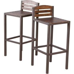 Présentation Tabourets de Bar Acacia Marron Foncé, Lot de 2 Rustique