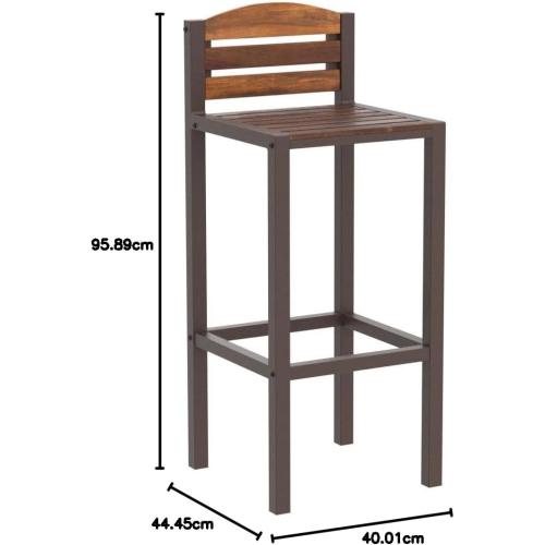 Présentation de Zoom sur Tabourets de Bar Acacia Marron Foncé, Lot de 2 Rustique