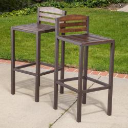 Tabourets de Bar Acacia Marron Foncé, Lot de 2 Rustique en situation