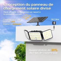 Lampe Solaire Exterieur 3000mAh 3000LM IP65 LED Sécurité en situation