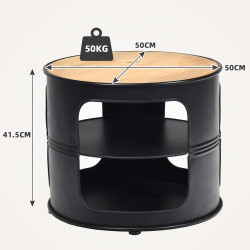 Table Basse Ronde 3 Niveaux GOPLUS, Bois Métal Noir en situation