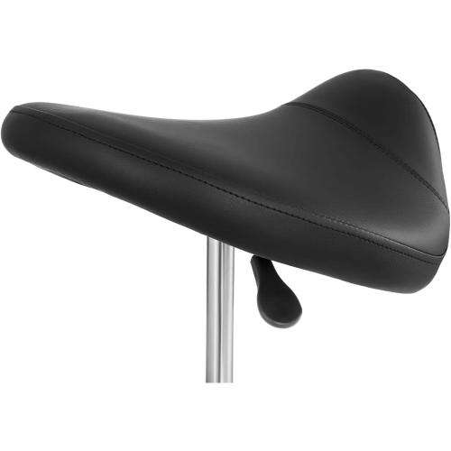 Présentation de Zoom sur Tabouret Coiffure Noir, Fauteuil à Roulettes, Éco Cuir