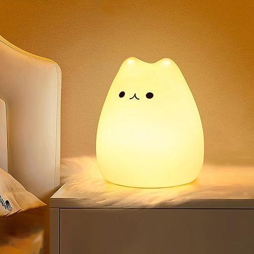 Présentation de Présentation Veilleuse LED Kawaii Chat Rechargeable avec Minuterie - FOMYHEARD