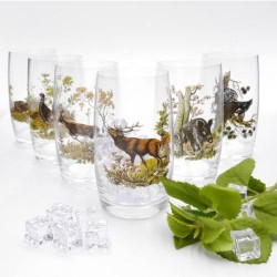 Présentation Verres long drink 400 ml, motif chasse, carton cadeau